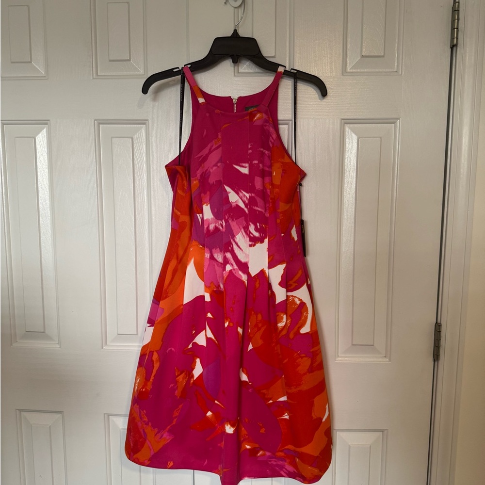 Vince Camuto Vibrant Pink and Orange Women's Dress - size 8